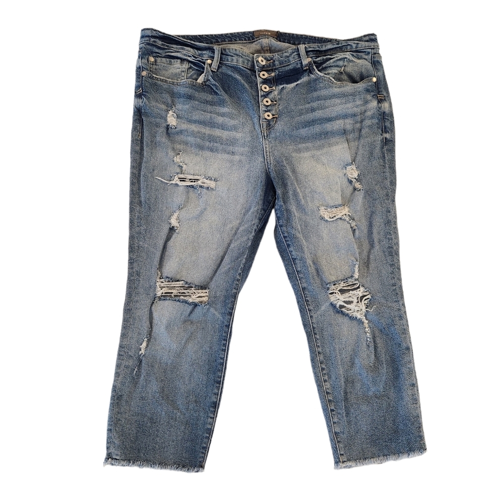 Torrid High Rise Classic Denim - Straight Button-Fly Distressed - Women 20 SHORT